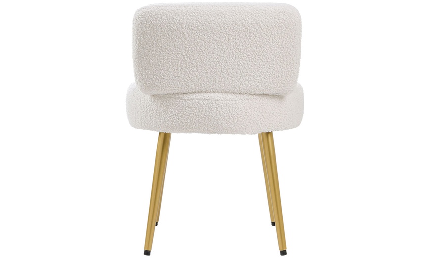 Image 2: Soft Cream Faux Fur Vanity Chair with a Metal Frame