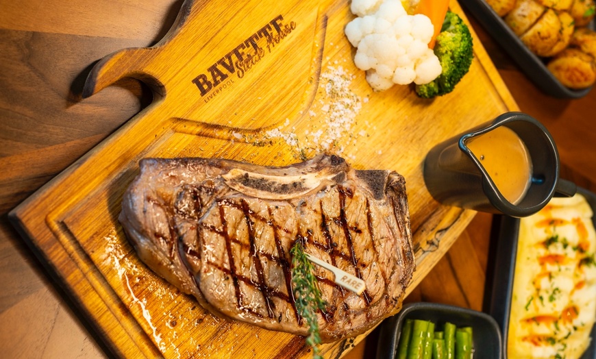 Image 1: Sirloin Steak, Side and Wine or Beer for Two at Bavette Steak House