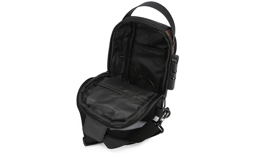 Image 8: Anti-theft Chest Shoulder Crossbody Sling Bag with USB Port