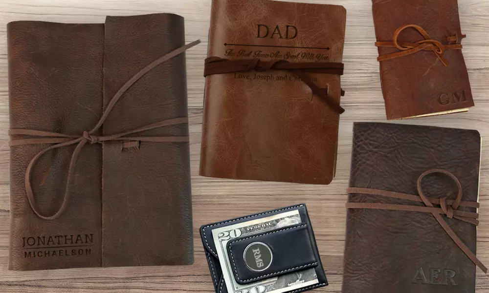 Custom Genuine Rustic Leather Wrap Journals and Money Clips from Monogram Online (Up to 83% Off)  - Primary Image