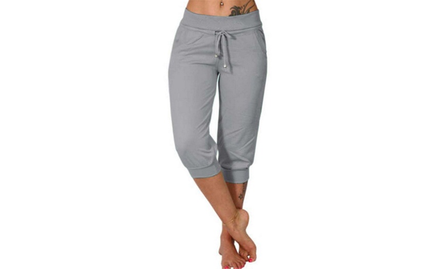 Image 7: Women's Drawstring Workout Cropped Joggers