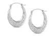 Italian 925 Sterling Silver Greek Key Hoop Earrings - Second Medium