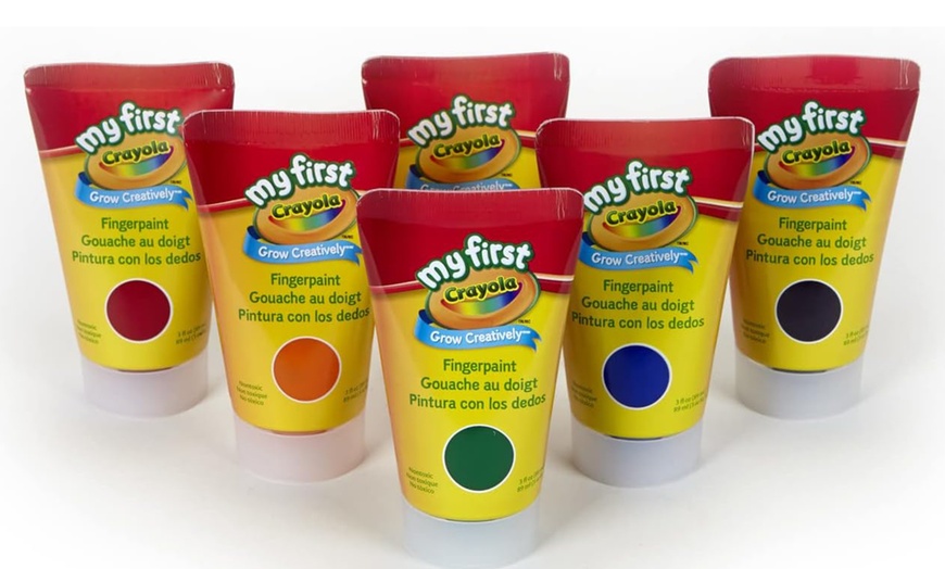 Image 2: Crayola Washable Finger Paints - 6 Vibrant Colors, Easy-to-Clean Fun