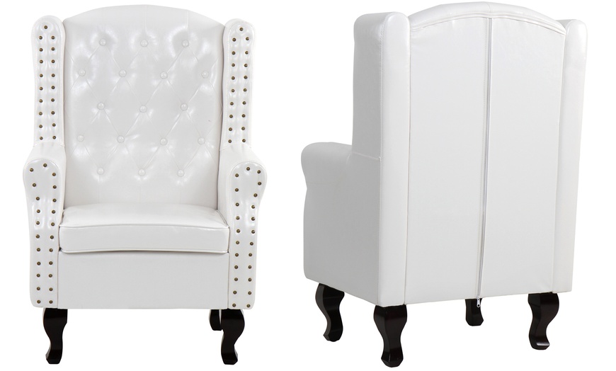 Image 24: Faux Leather Armchair and Footstool 