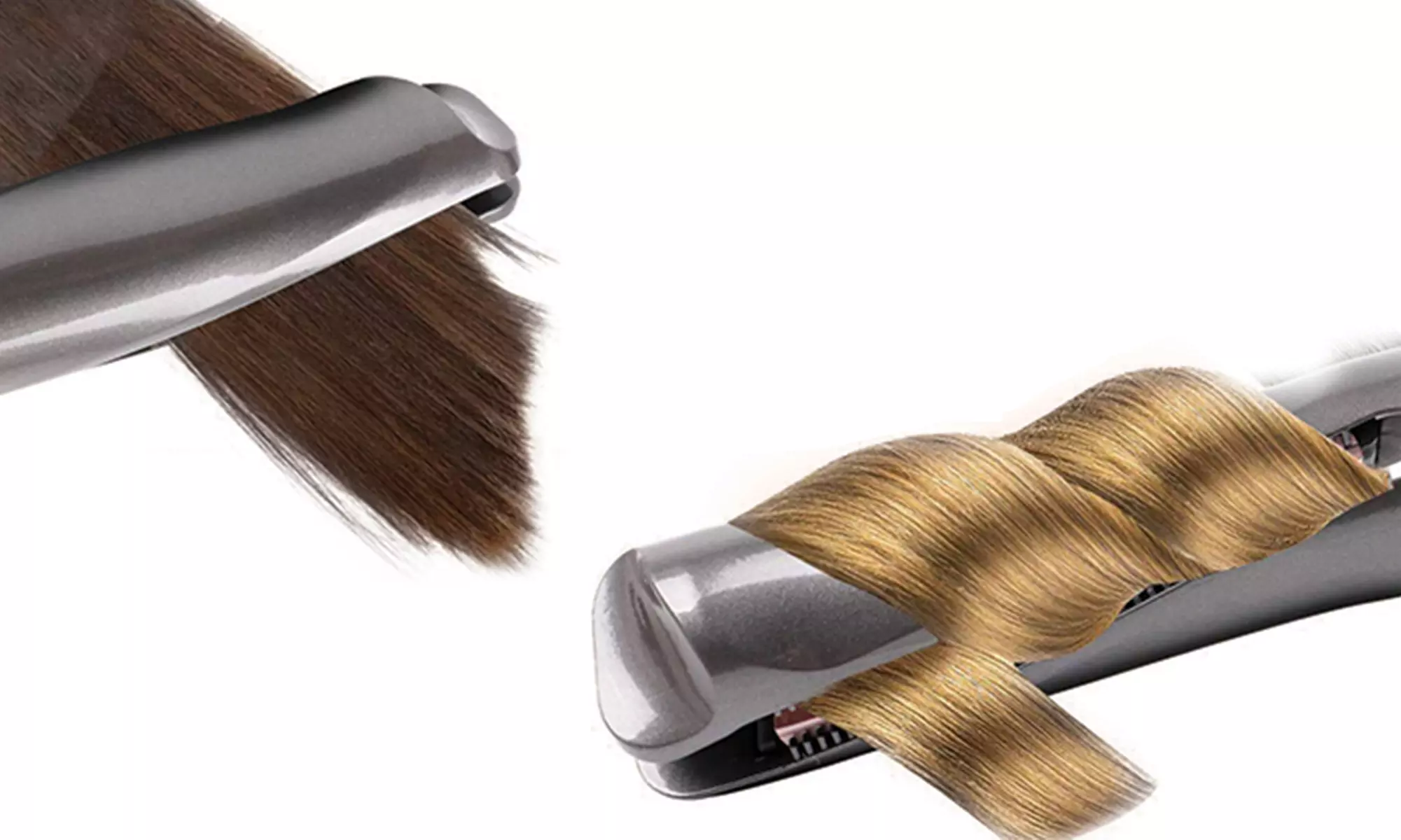 Hair Straightener Curling Iron 2 in 1 Tourmaline Twisted Slanted Flat Iron - Second Medium