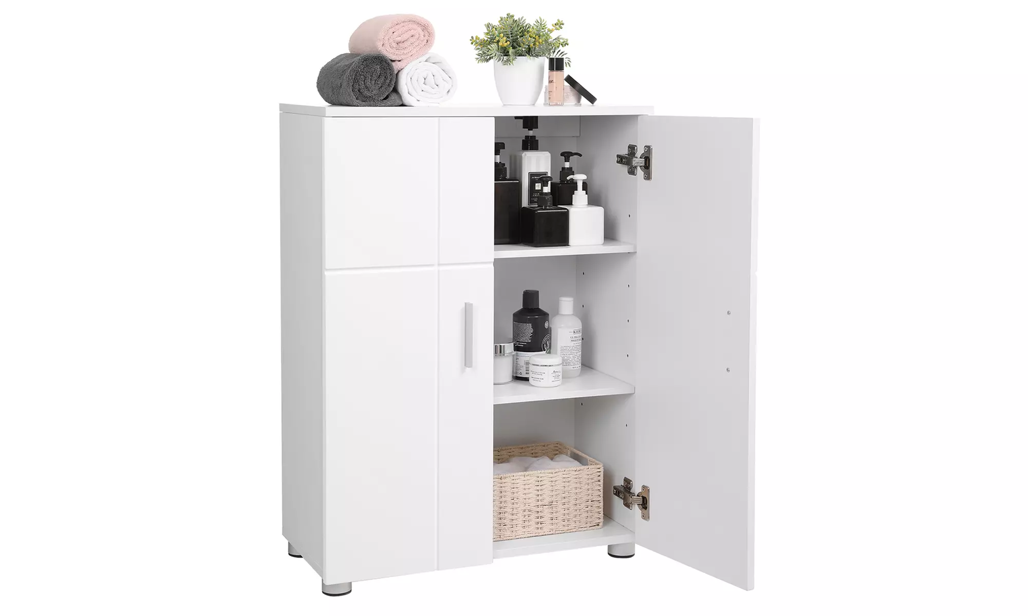 Meuble de rangement de salle de bains Jessica avec 2 portes et poignées métalliques - Primary Image