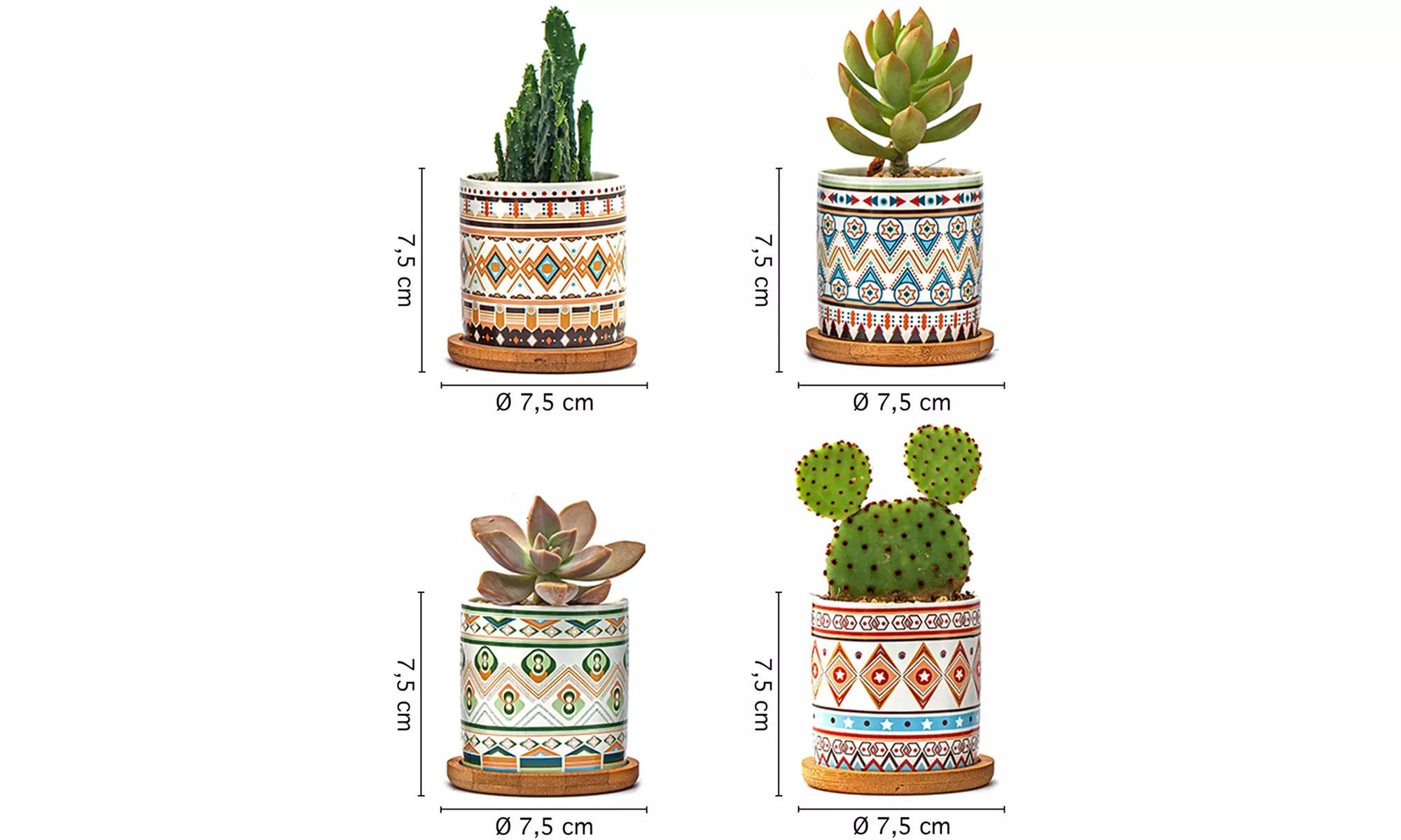 Lot de 3 pots de fleurs en céramique pour succulentes