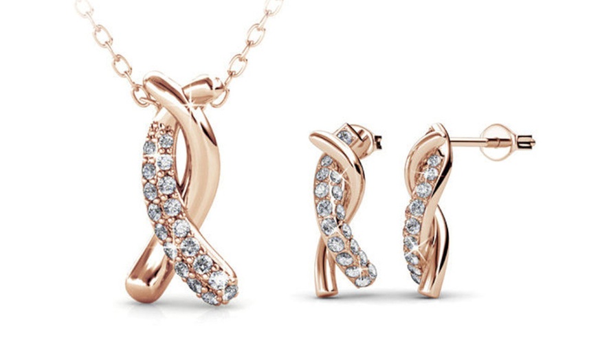 Image 3: Twisted Pendant and Earrings Set Made with Swarovski® Crystals