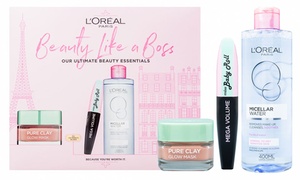 L'Oreal Paris Micellar Water, Face Mask and Mascara Gift Set