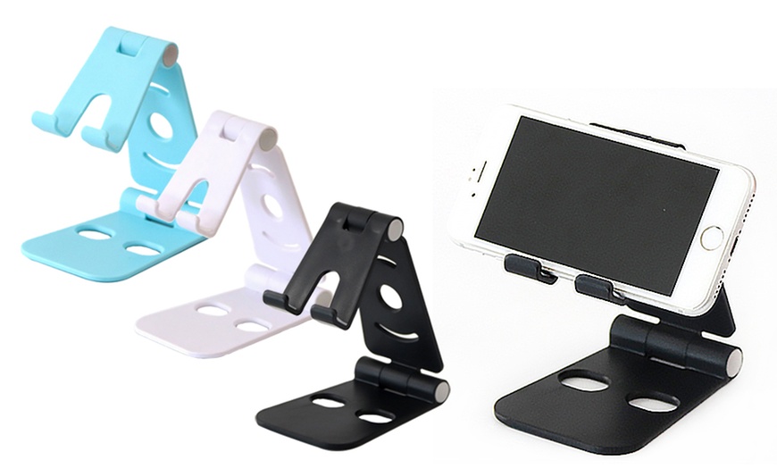 Image 1: Folding Table Top Phone Holder