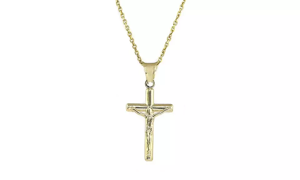 Kid's 10K Yellow Gold Cross Necklaces - Second Medium