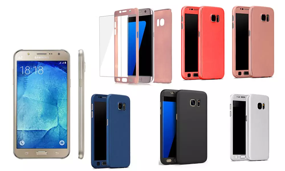 Coque protectrice 360° avant et arrière pour Samsung Série J3/J5/J7 avec protecteur en verre trempé - Primary Image