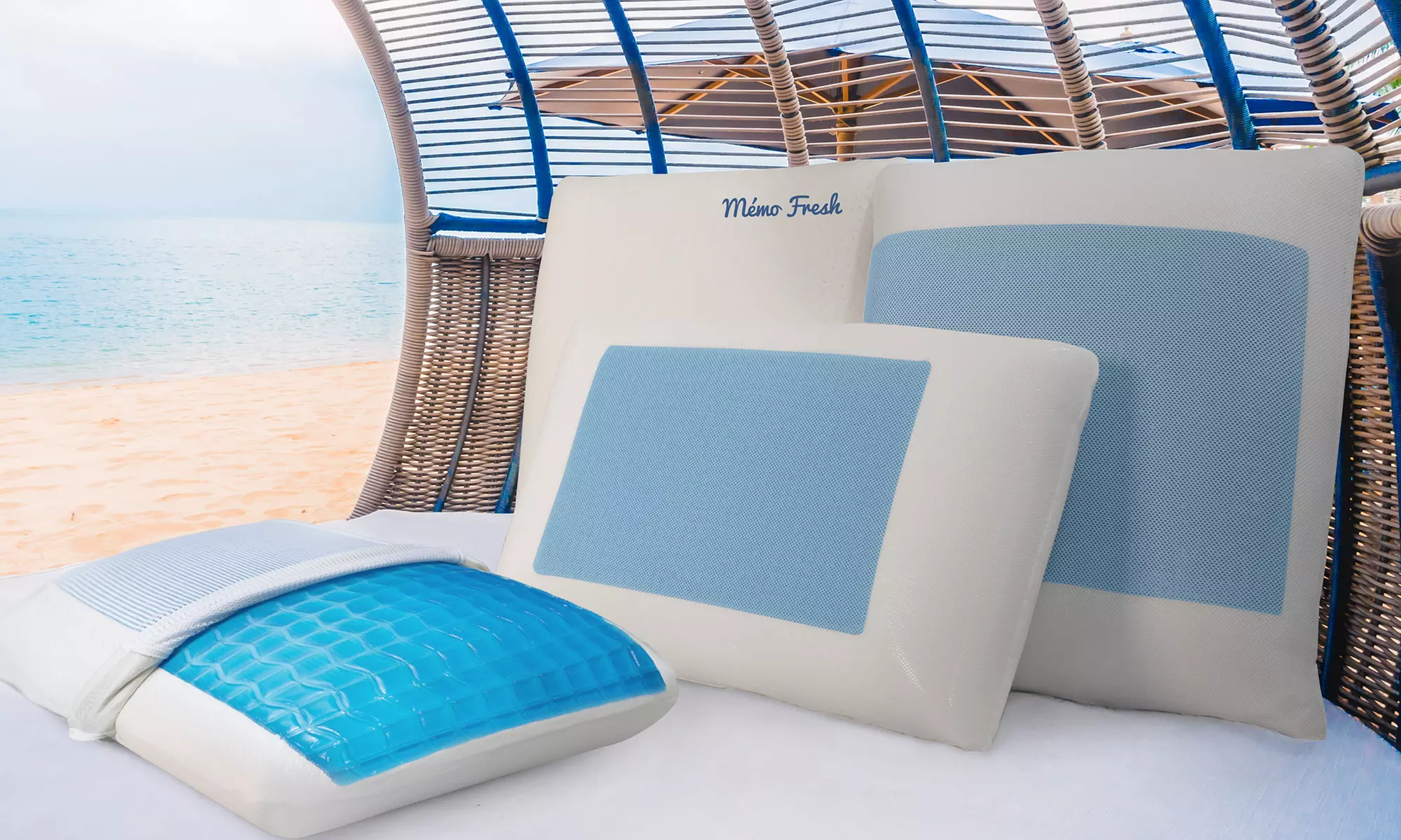 1 ou 2 oreillers réversibles été/hiver en mémoire de forme et plaque de gel frais Sampur - Primary Image