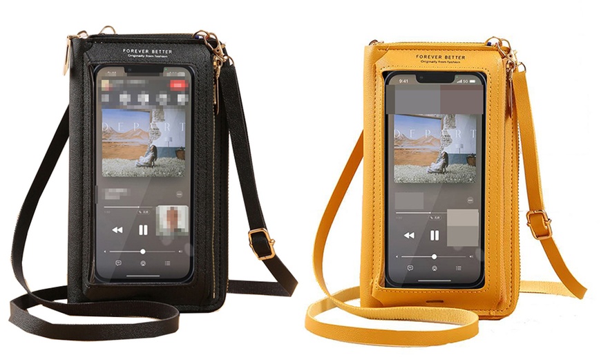 Image 28: Waterproof Crossbody Phone Bag with USB Charger Port