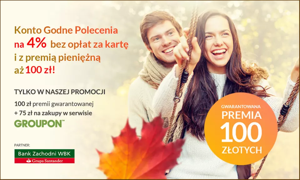 5 zł: otwarcie Konta Godnego Polecenia w BZ WBK S.A. z premią w wysokości 175 zł - Primary Image