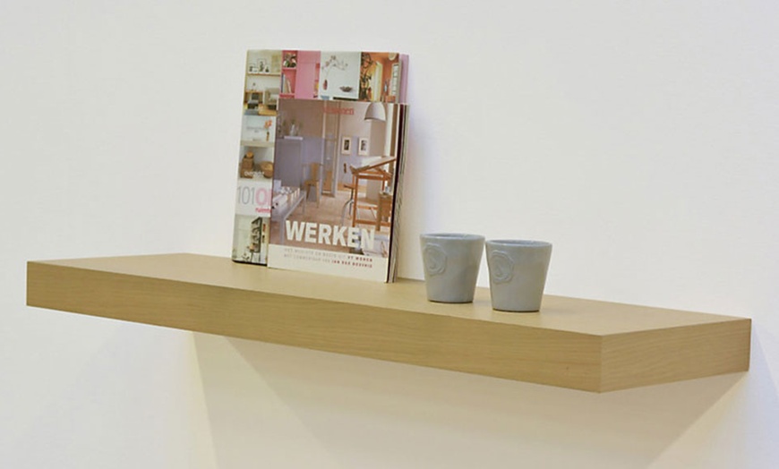 Image 1: Chunky Floating Oak-Effect Shelf