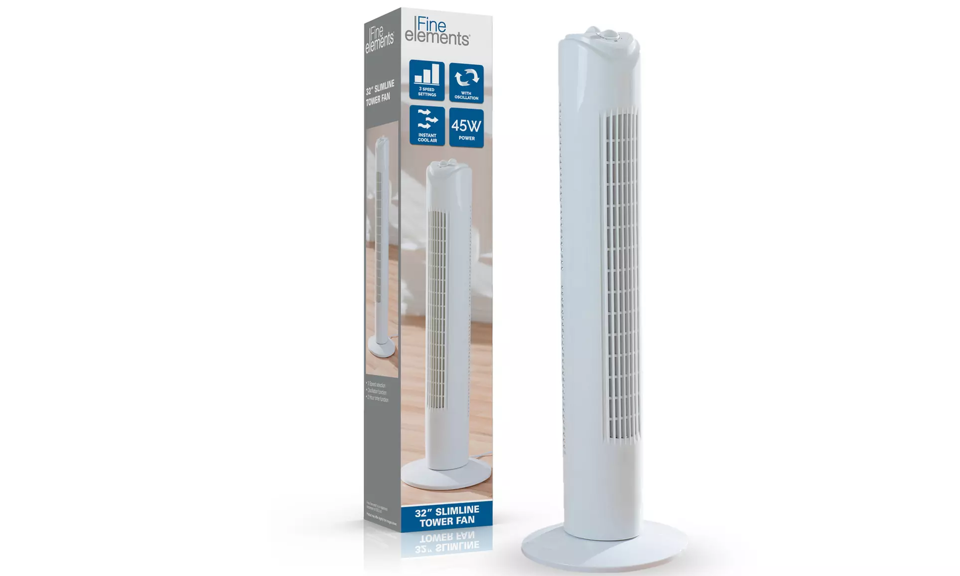 One or Two Fine Elements 32-Inch Slim Oscillating Tower Fans - Primary Image