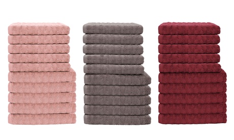 Set da 10 asciugamani in 100% spugna di cotone, disponibili in 2 modelli e vari colori