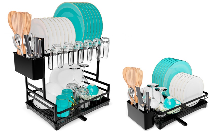 Image 2: Homiu Dish Drainer Racks with Automatic Drainage
