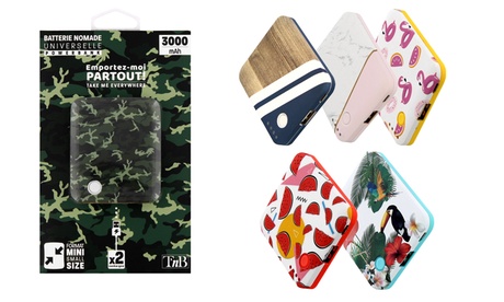 Powerbank slim T'nB 3000 mAh disponibile in varie fantasie