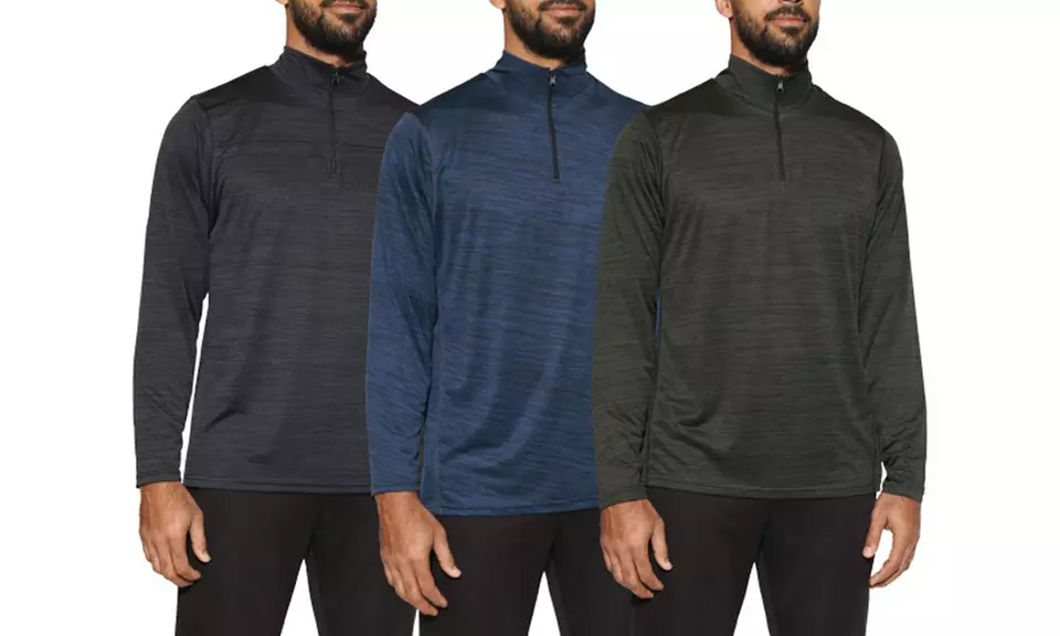 3-Pack Men's Active Dry-Fit Quarter-Zip Long-Sleeve Pullover (S-2XL) - Primary Image