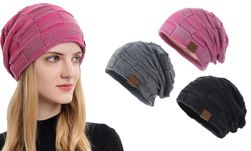 Image 1: 1 of 2 unisex stretchable en warme beanies