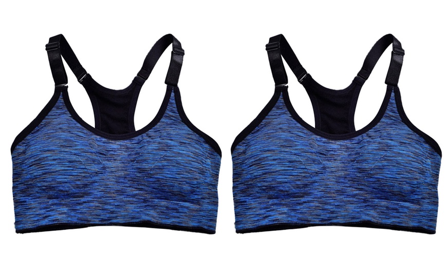 Image 13: One or Two High Stretch Sports Fitness Bras