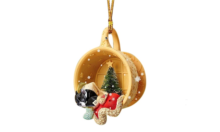 Image 10: Christmas Puppy Sleeping Hanging Ornament