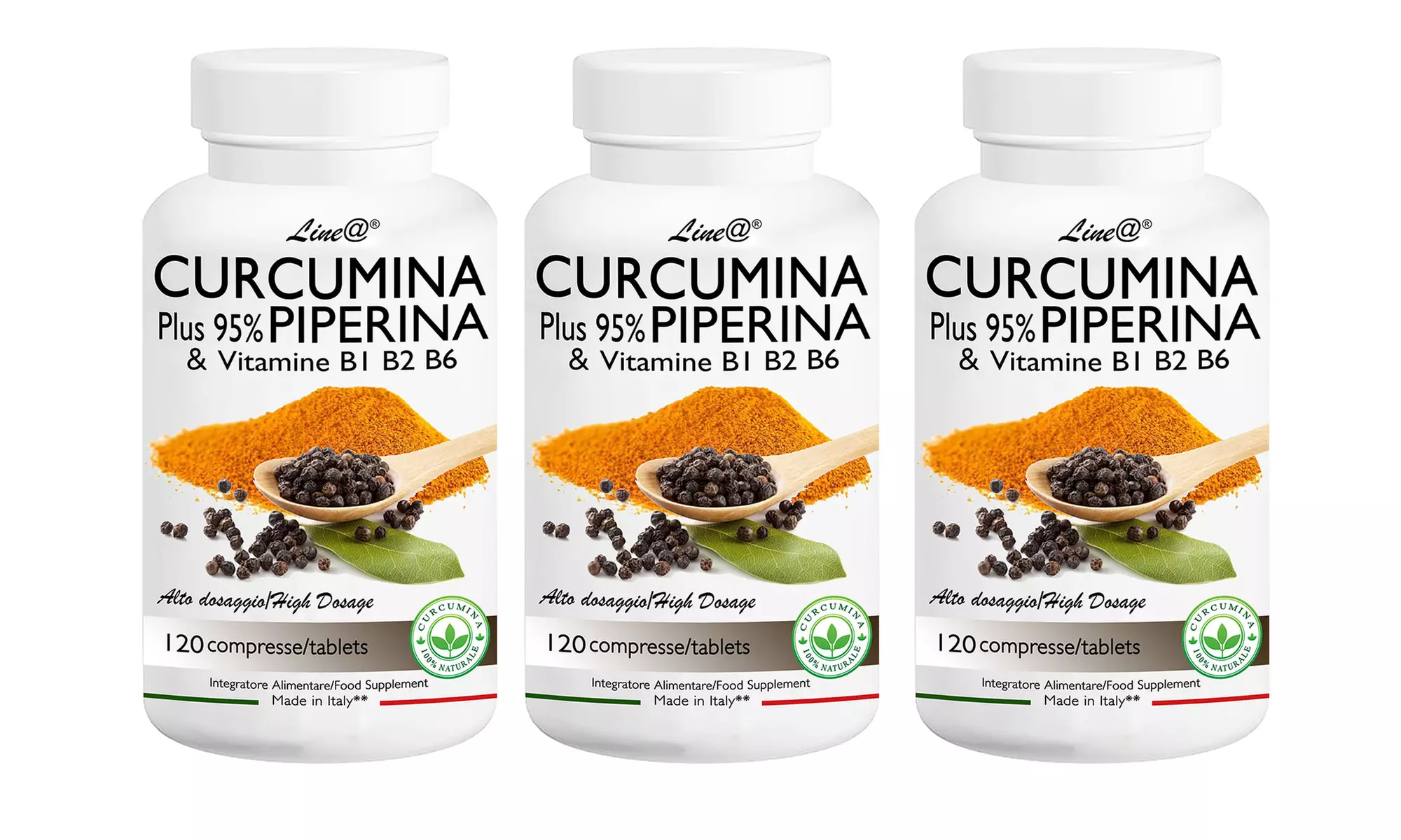 Hasta 360 comprimidos Curcumina Plus 95% Piperina Line@ - Second Medium