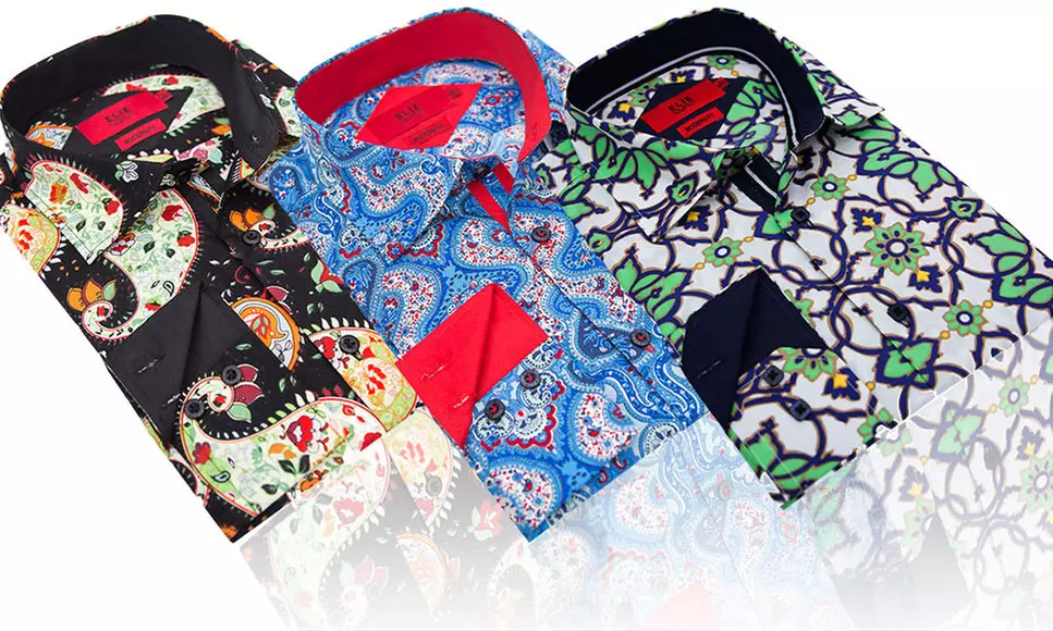 Elie Milano Men's Slim Fit Paisley Button Down Shirts - Primary Image