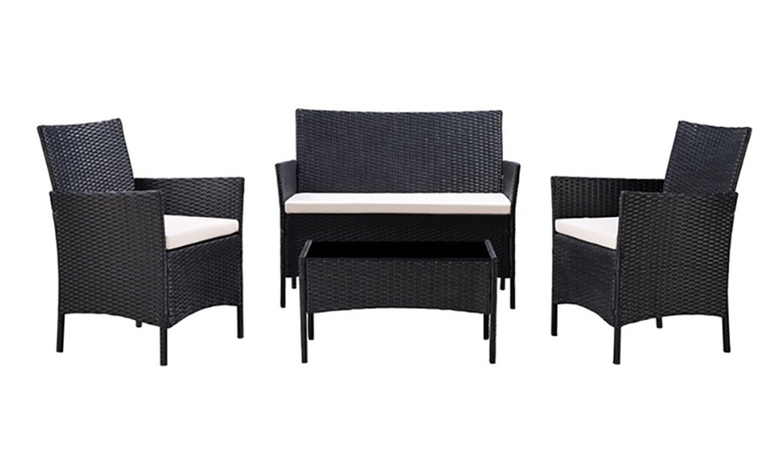 Image 11: 4-Piece Rattan-Effect Lounge Set