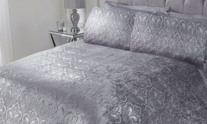  Foil Finish Velvet Duvet Set 