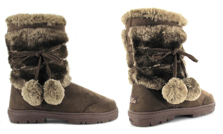 Image 5: Faux Fur Boots with Pom-Poms