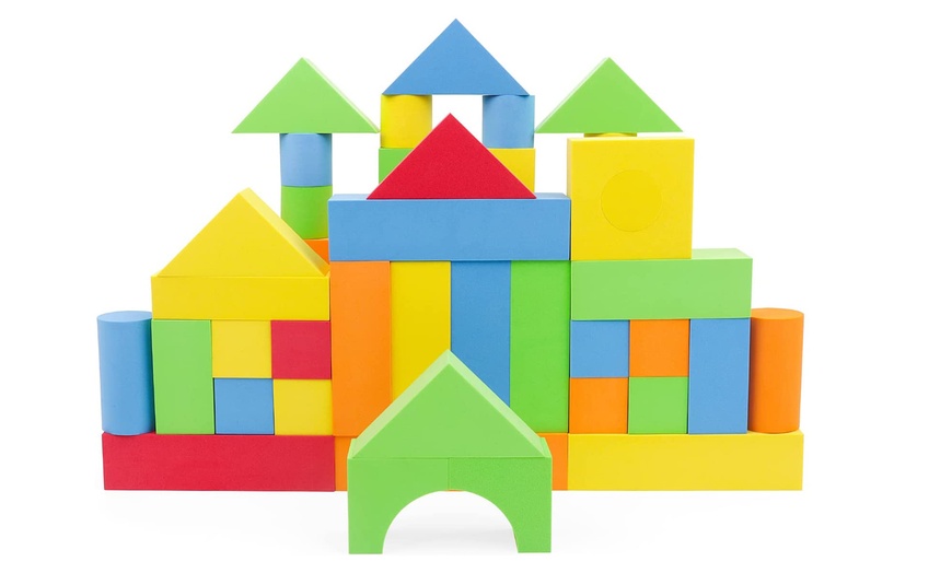 Image 2: 131-Piece Foam Building Construction Blocks