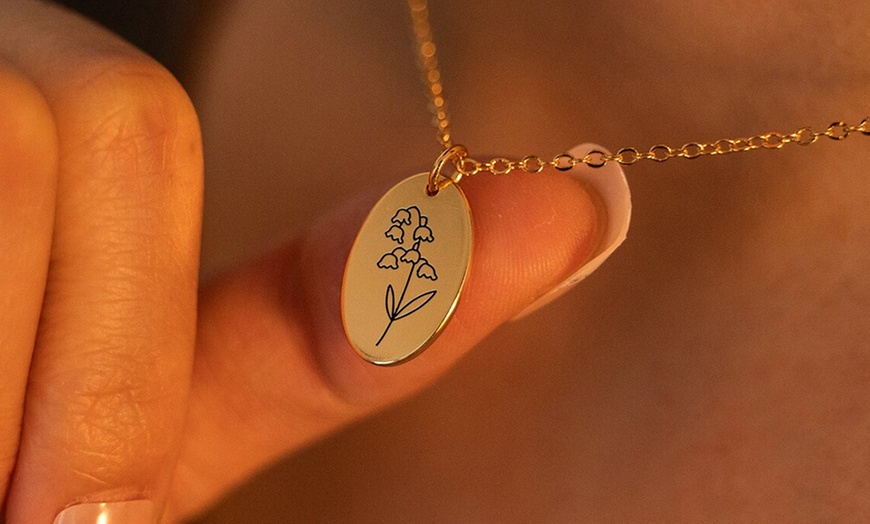 Image 3: Gepersonaliseerde ketting met geboortebloem-hanger via Justyling