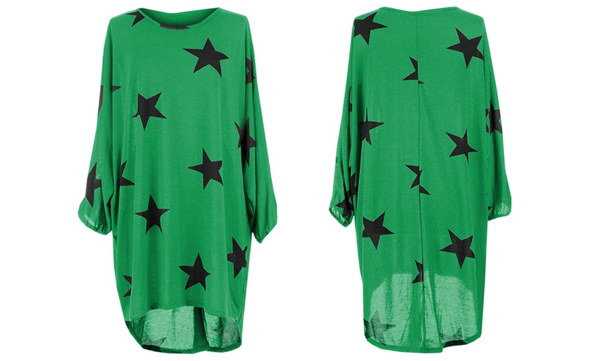 Image 12: Oversized Star Print Hi-Lo Top