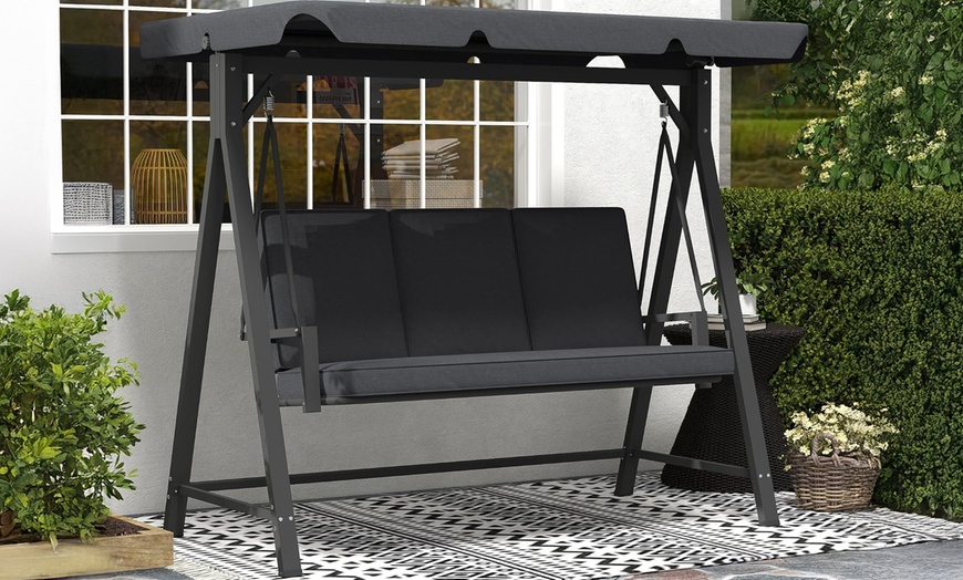Image 13: Outsunny Three-Seater Swing Bench