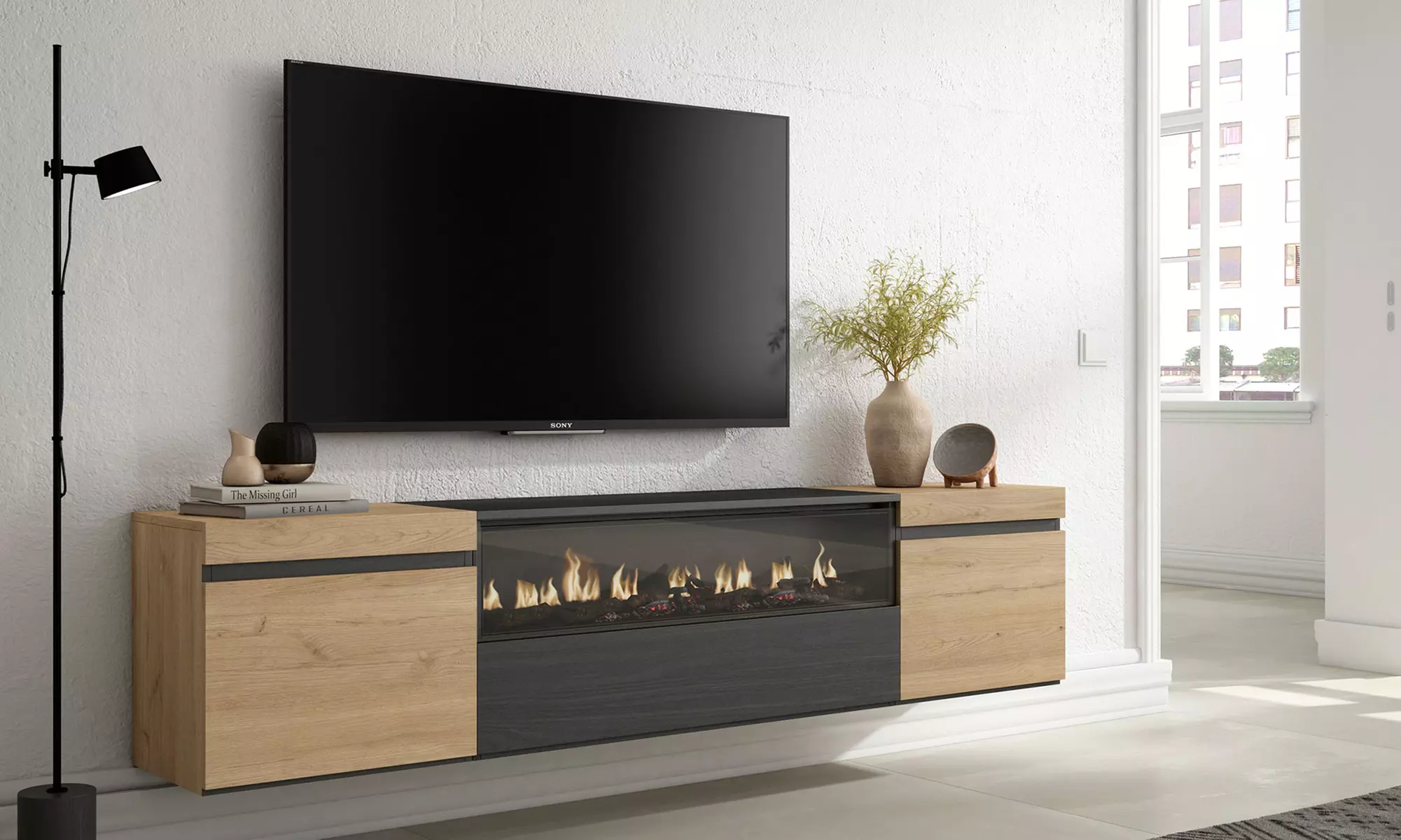 TV-Schrank mit/ohne LED-Elektrokamin