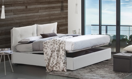 Letto di design Giulia con materasso opzionale, Made in Italy e disponibile in 2 colori e varie misure