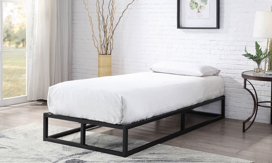 Image 1: Metal Low Platform Bed Frame