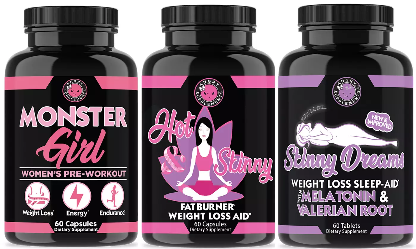 Monster Girl Pre-Workout, Hot and Skinny Weight Loss, and Skinny Dreams Sleep Aid Supplements - Primary Image