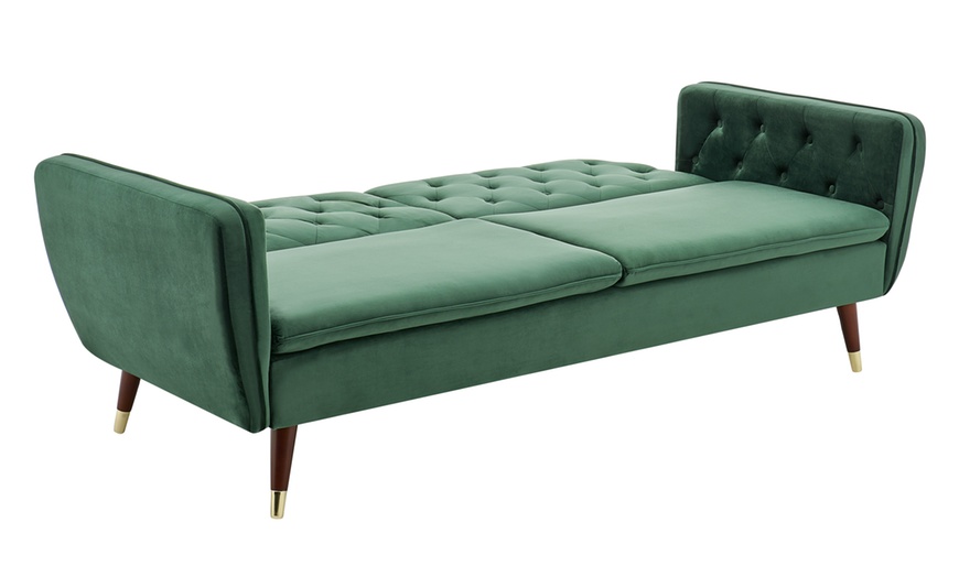 Image 18: Three-Seater Velvet Click Clack Sofa Bed