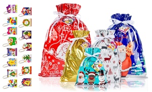 Christmas Drawstring Gift Bags with Tags