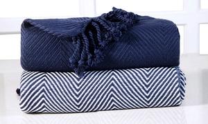 Chevron Cotton Single Sofa Throw Two-Pack