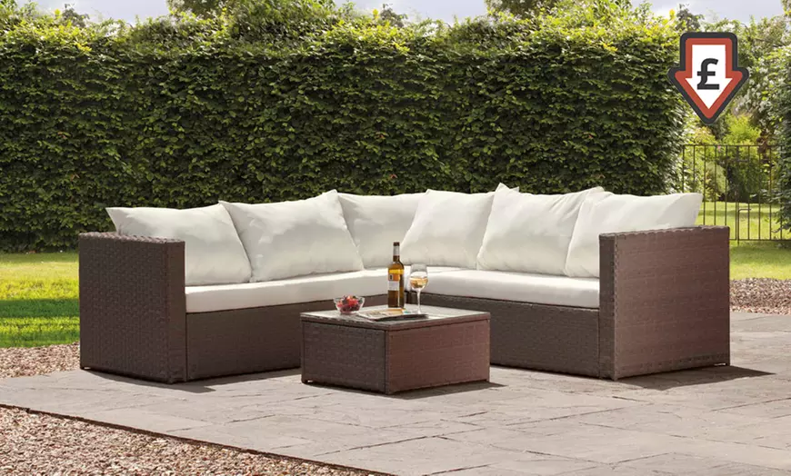 Image 1: Miami Rattan Corner Sofa Set