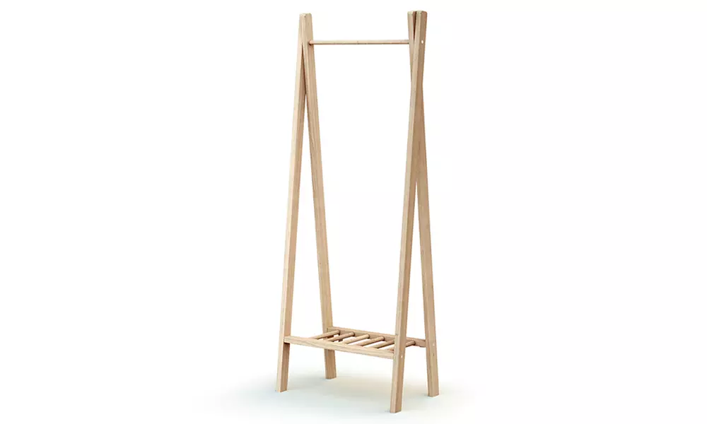 Kindvriendelijk kledingrek met speelgoed- en schoenenplank