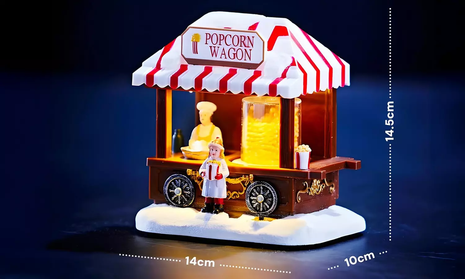 Weihnachtliche Szene mit Musik und Beleuchtung