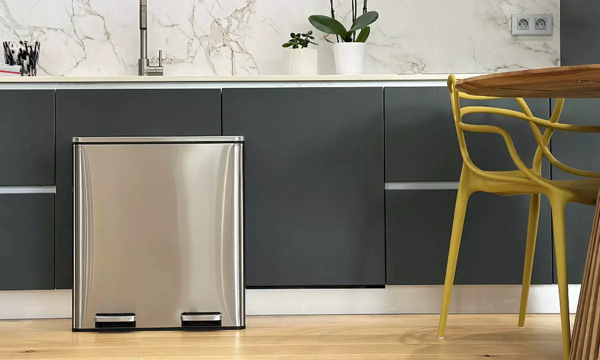 Poubelle de cuisine Kitchen Move, modèle "Major", à pédale tri sélectif rectangulaire