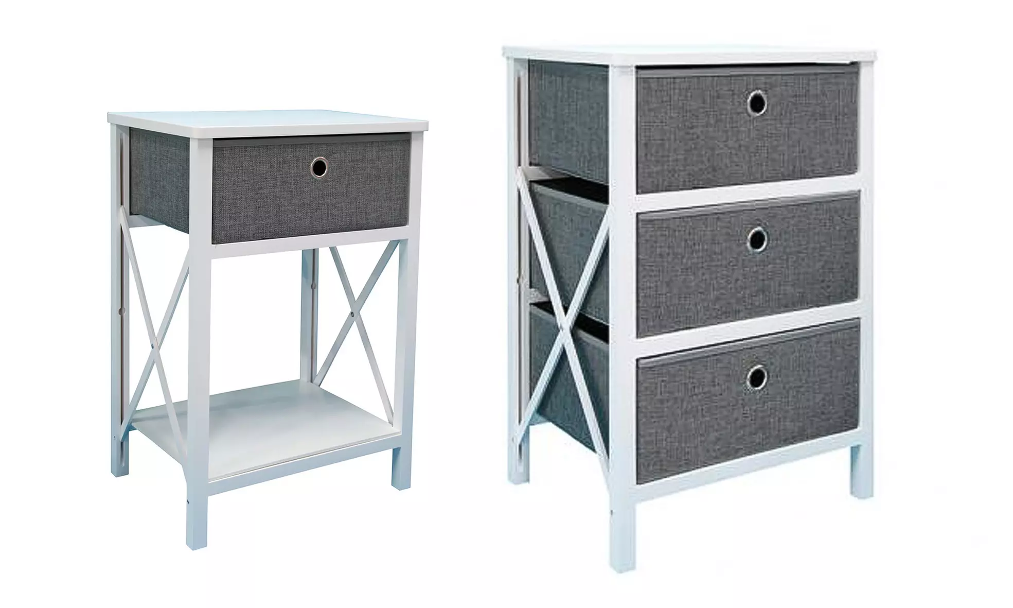 Meuble d'appoint blanc avec 1 ou 3 tiroirs, livraison offerte - Primary Image