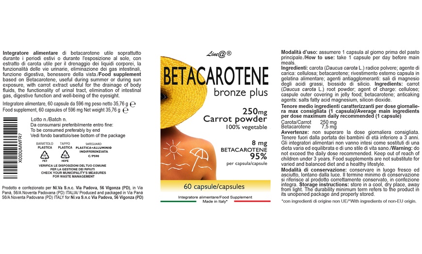 Image 7: 30, 60, 120, 180 of 360 antioxidant bètacaroteen Lineadiet-tabletten 